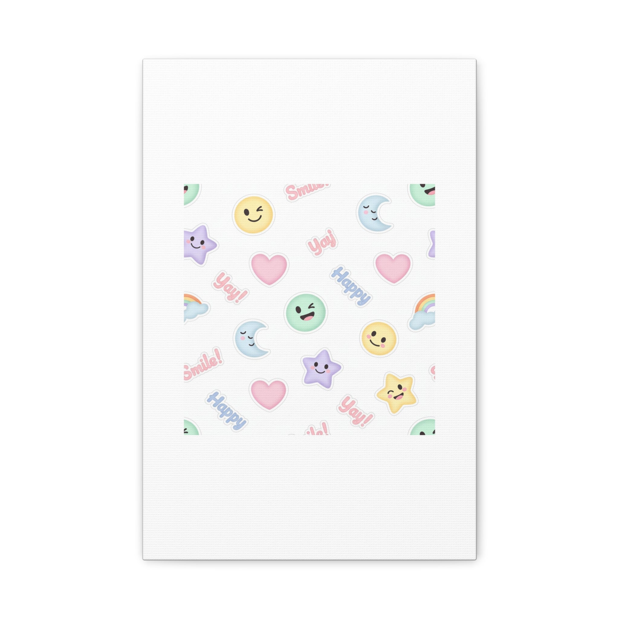 Hand-Drawn Emoticon Pattern Canvas | Cute Emoji Sticker Pastel Print