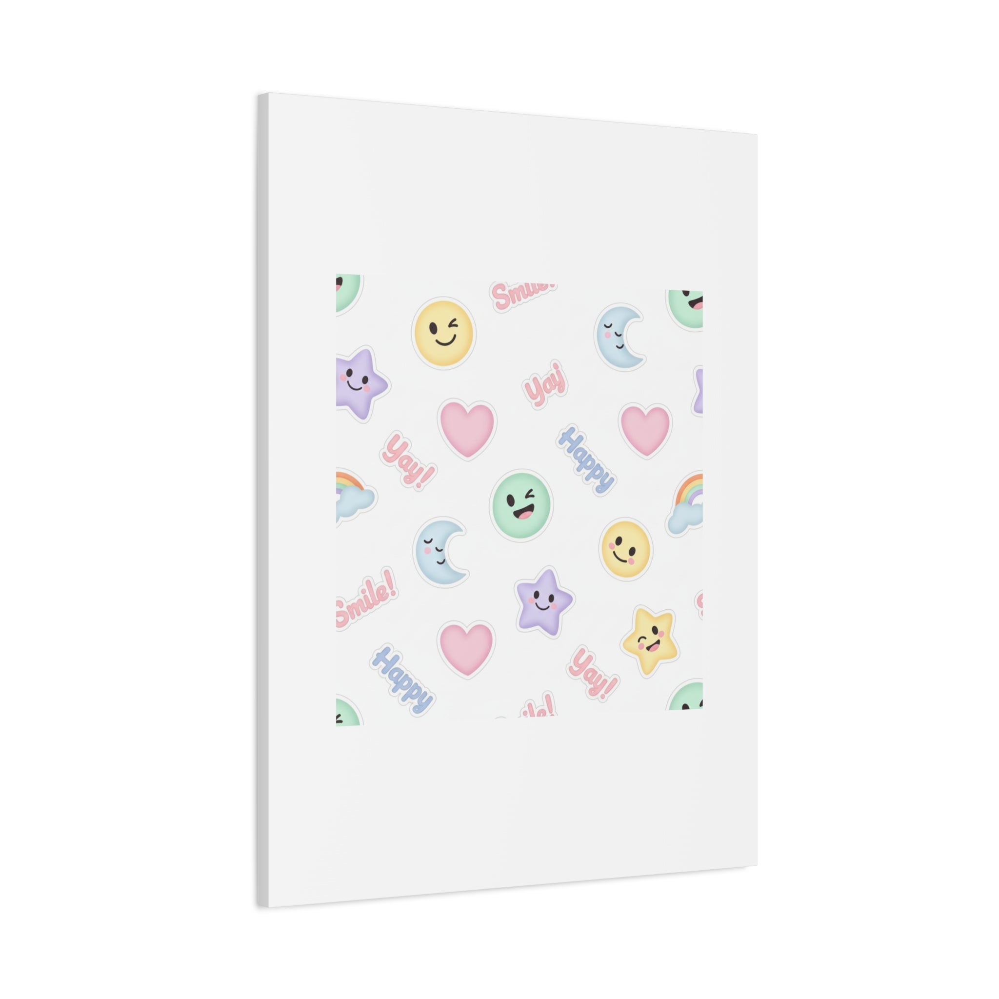 Hand-Drawn Emoticon Pattern Canvas | Cute Emoji Sticker Pastel Print