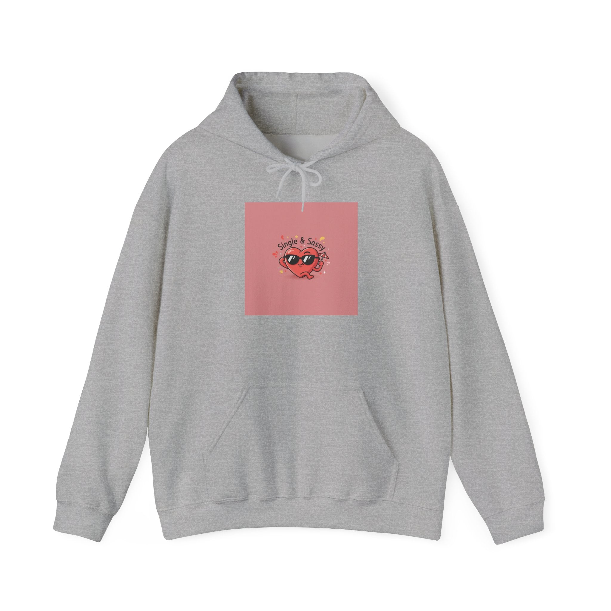 Cheeky Single Quip Hoodie, Anti Valentine, pastel heart motif | Playful Pessimism