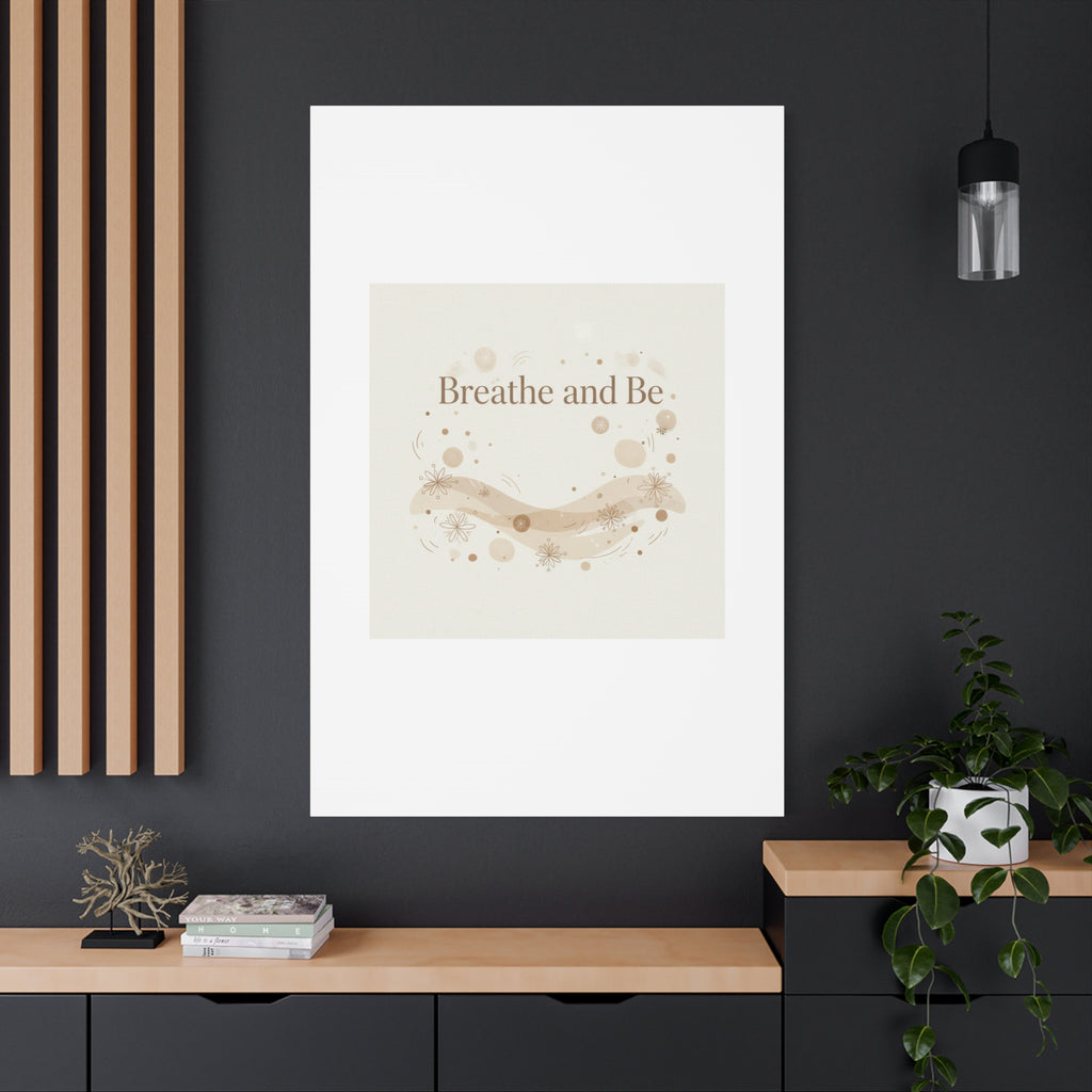 Breathe and Be Canvas, Minimal Cozy Slow Life Wall Art | Neutral Micro-Print