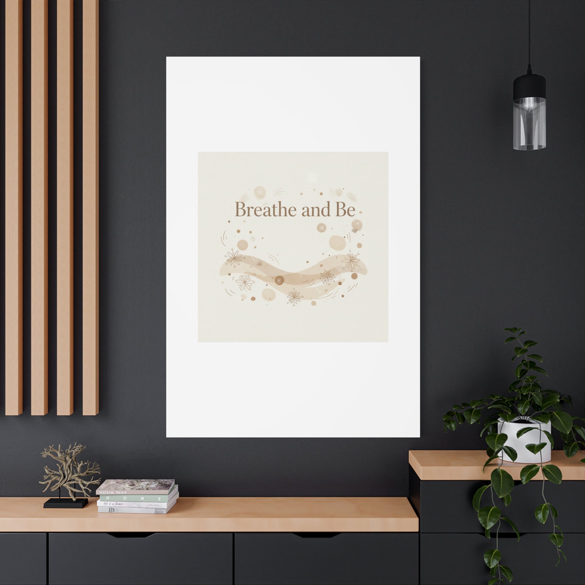 Breathe and Be Canvas, Minimal Cozy Slow Life Wall Art | Neutral Micro-Print