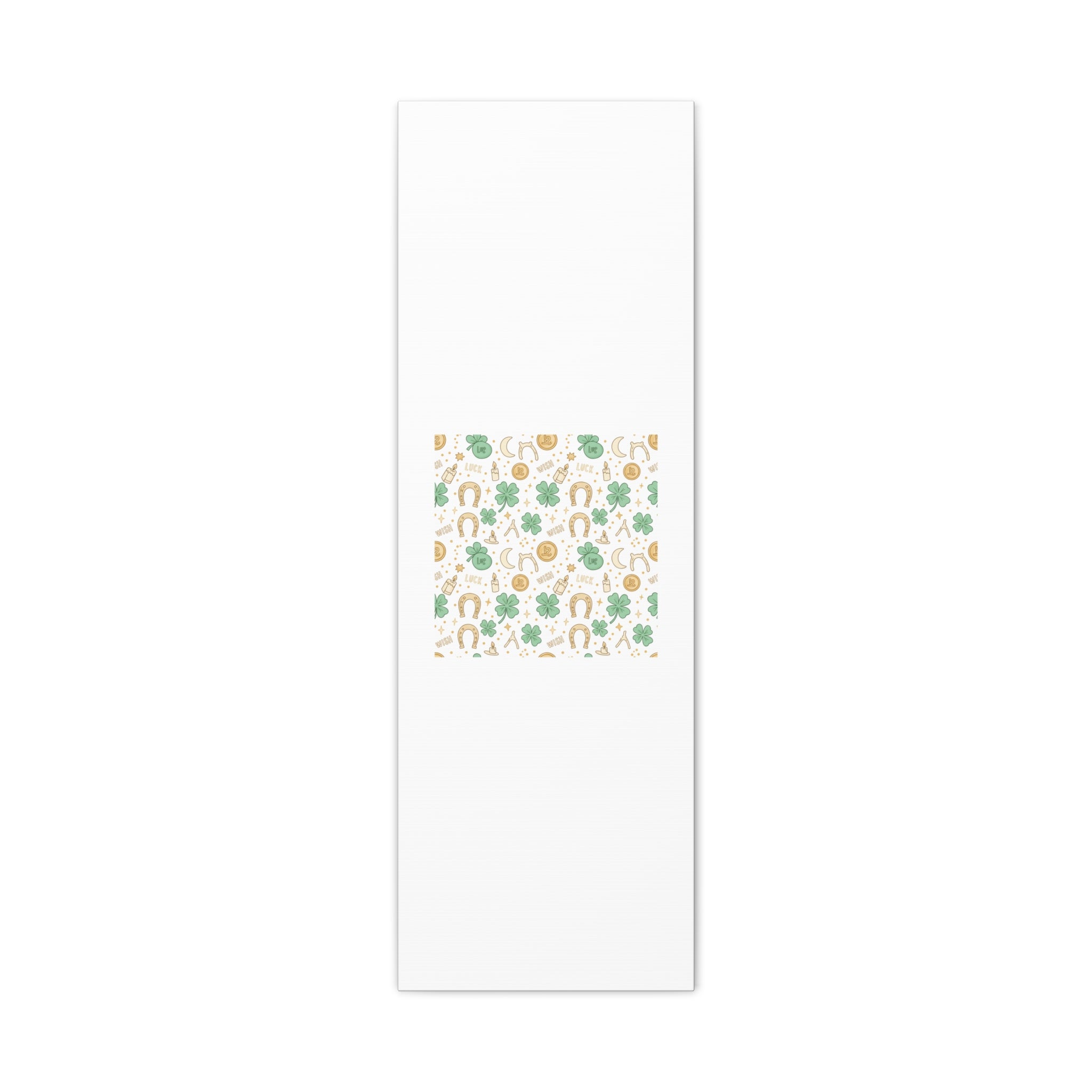 Lucky Charm Sticker Pattern Canvas, Mint Gold Talisman Print