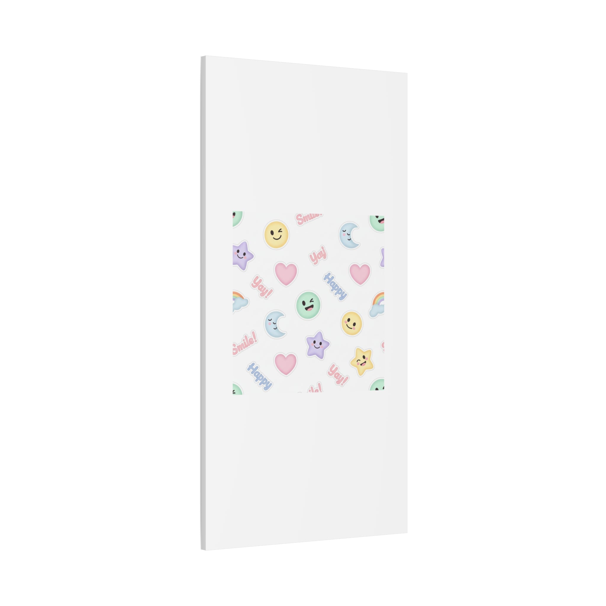 Hand-Drawn Emoticon Pattern Canvas | Cute Emoji Sticker Pastel Print