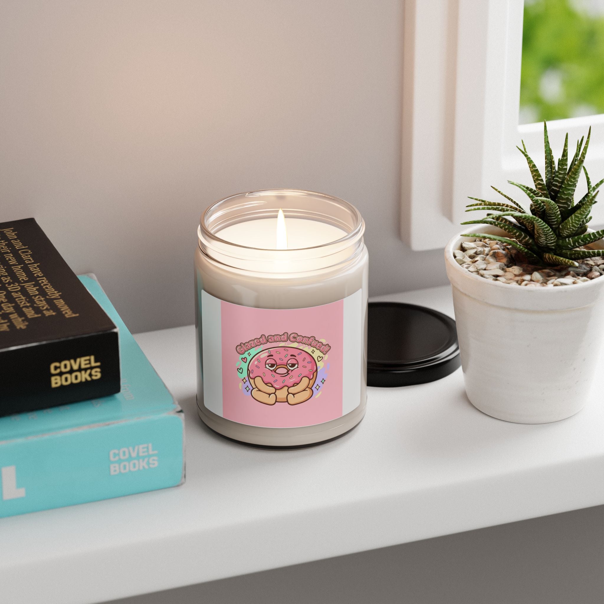 Cozy Donut Pun Candle | Soy Candle, Pastel Food Cartoon