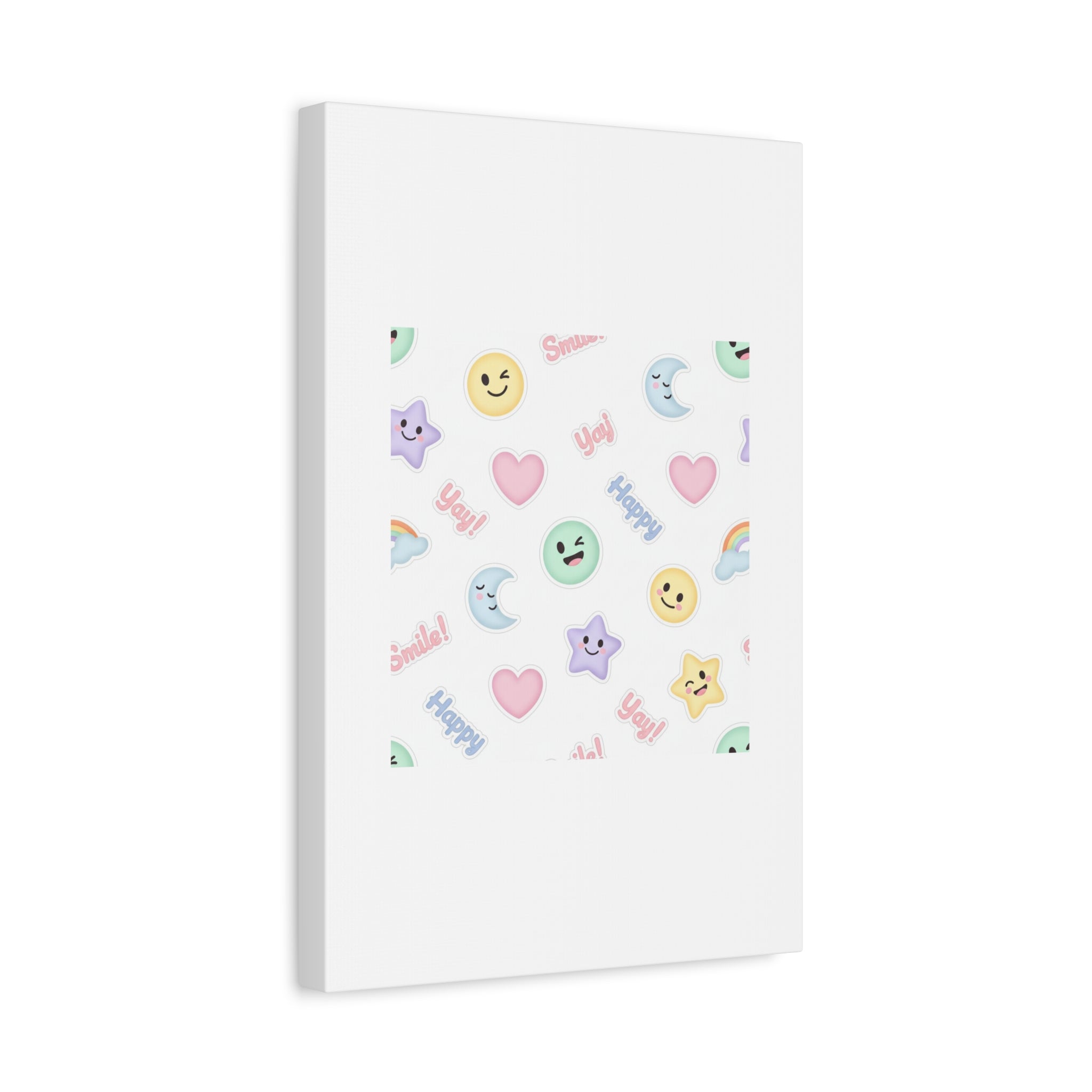 Hand-Drawn Emoticon Pattern Canvas | Cute Emoji Sticker Pastel Print