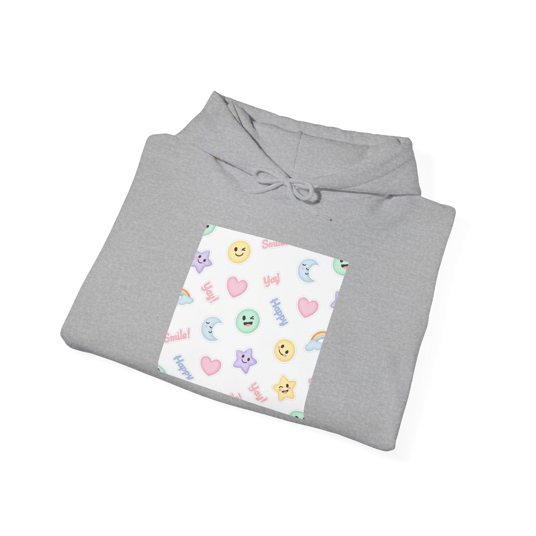 Hand-Drawn Emoticon Pattern Hoodie | Cute Emoji Sticker Repeat Print