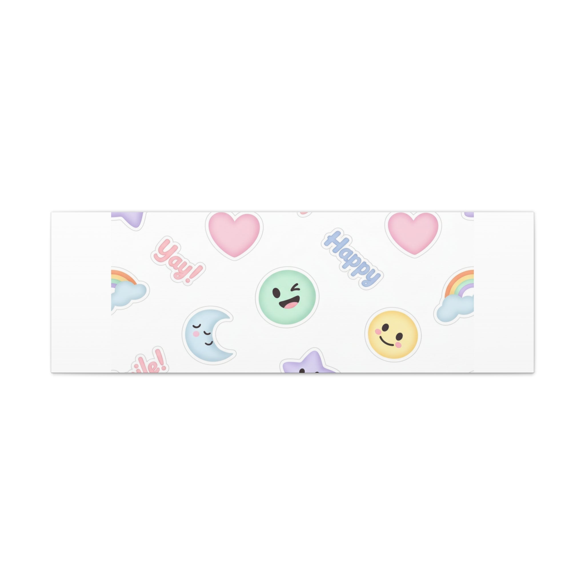 Hand-Drawn Emoticon Pattern Canvas | Cute Emoji Sticker Pastel Print