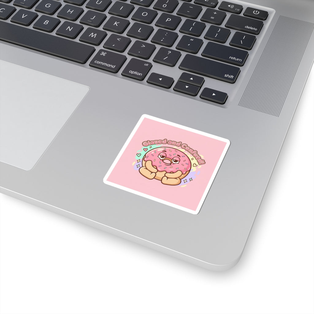 Glazed and Comforted Donut Sticker | Food Pun, Cute Snack Cartoon