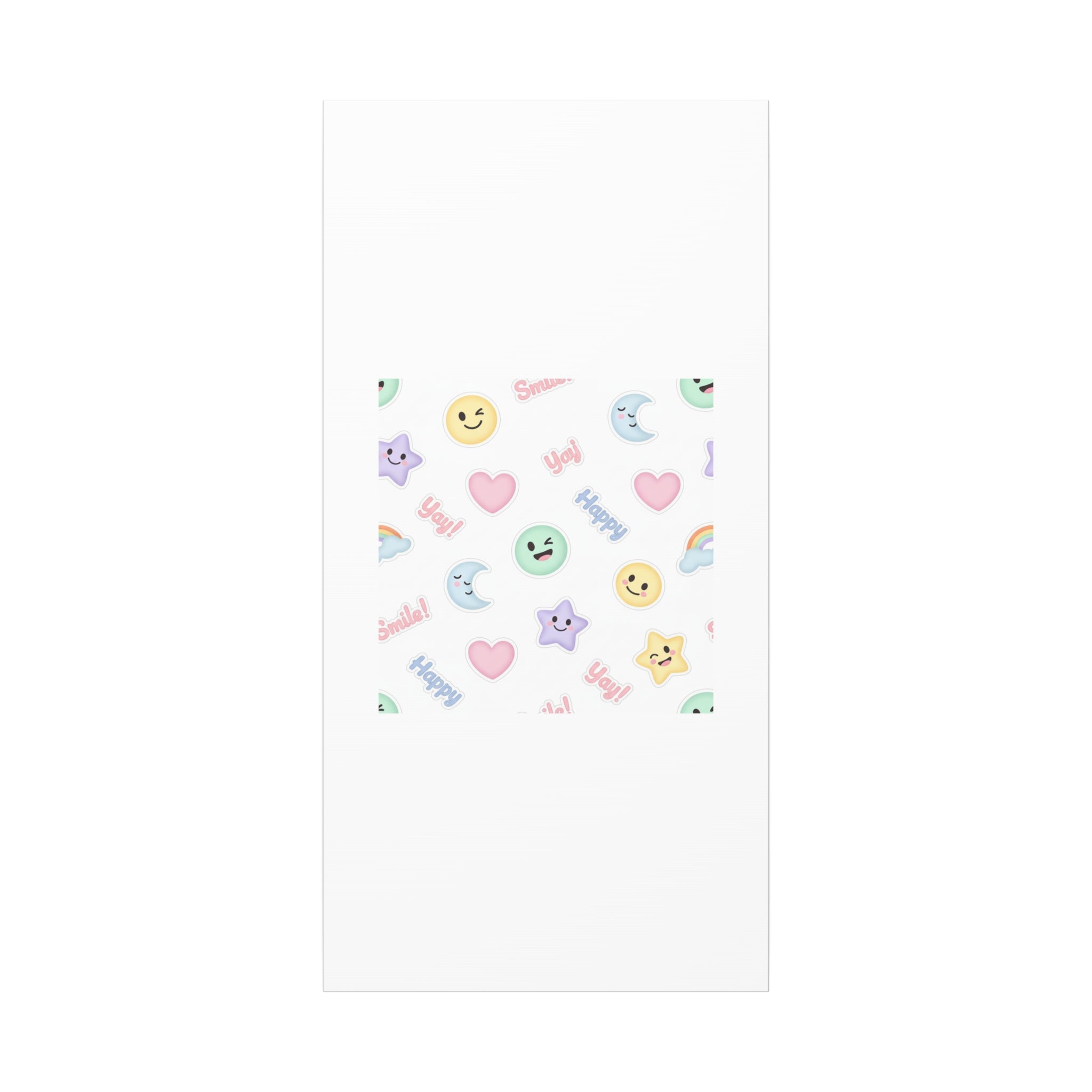 Hand-Drawn Emoticon Pattern Canvas | Cute Emoji Sticker Pastel Print