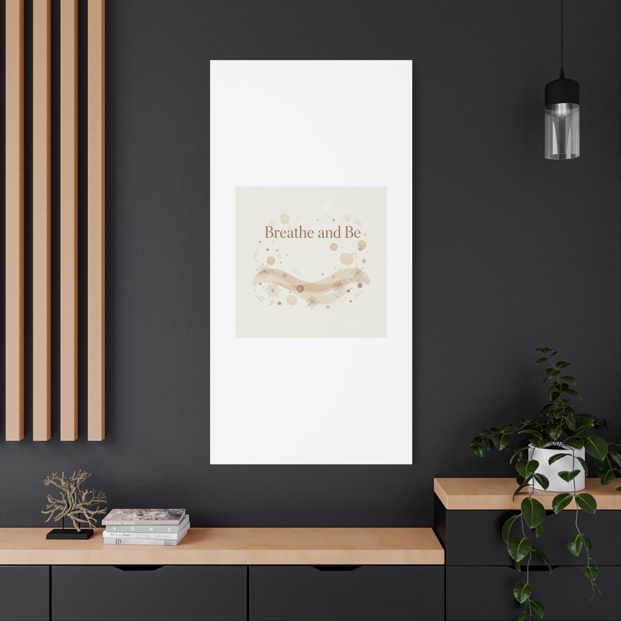 Breathe and Be Canvas, Minimal Cozy Slow Life Wall Art | Neutral Micro-Print