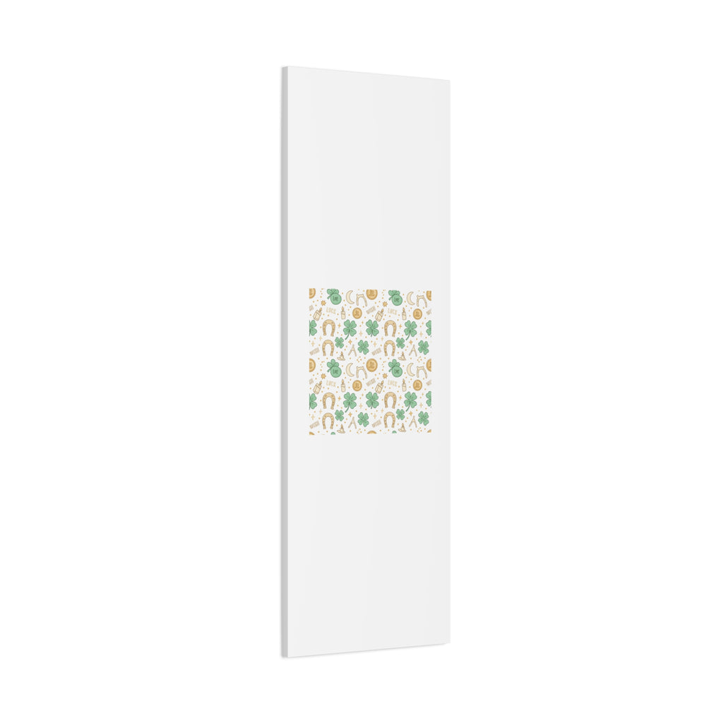 Lucky Charm Sticker Pattern Canvas, Mint Gold Talisman Print