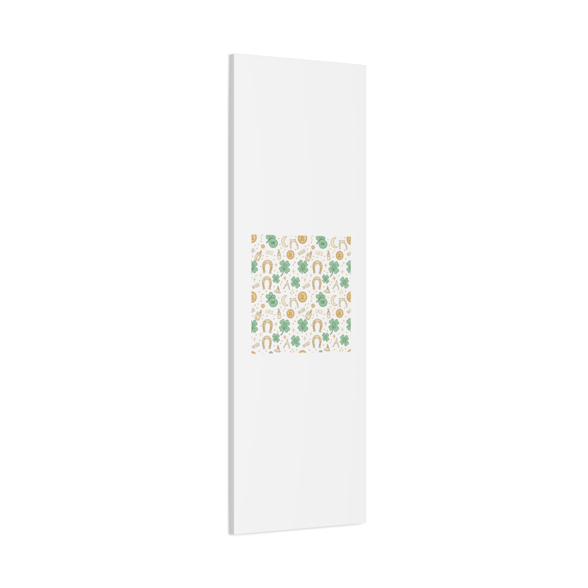 Lucky Charm Sticker Pattern Canvas, Mint Gold Talisman Print