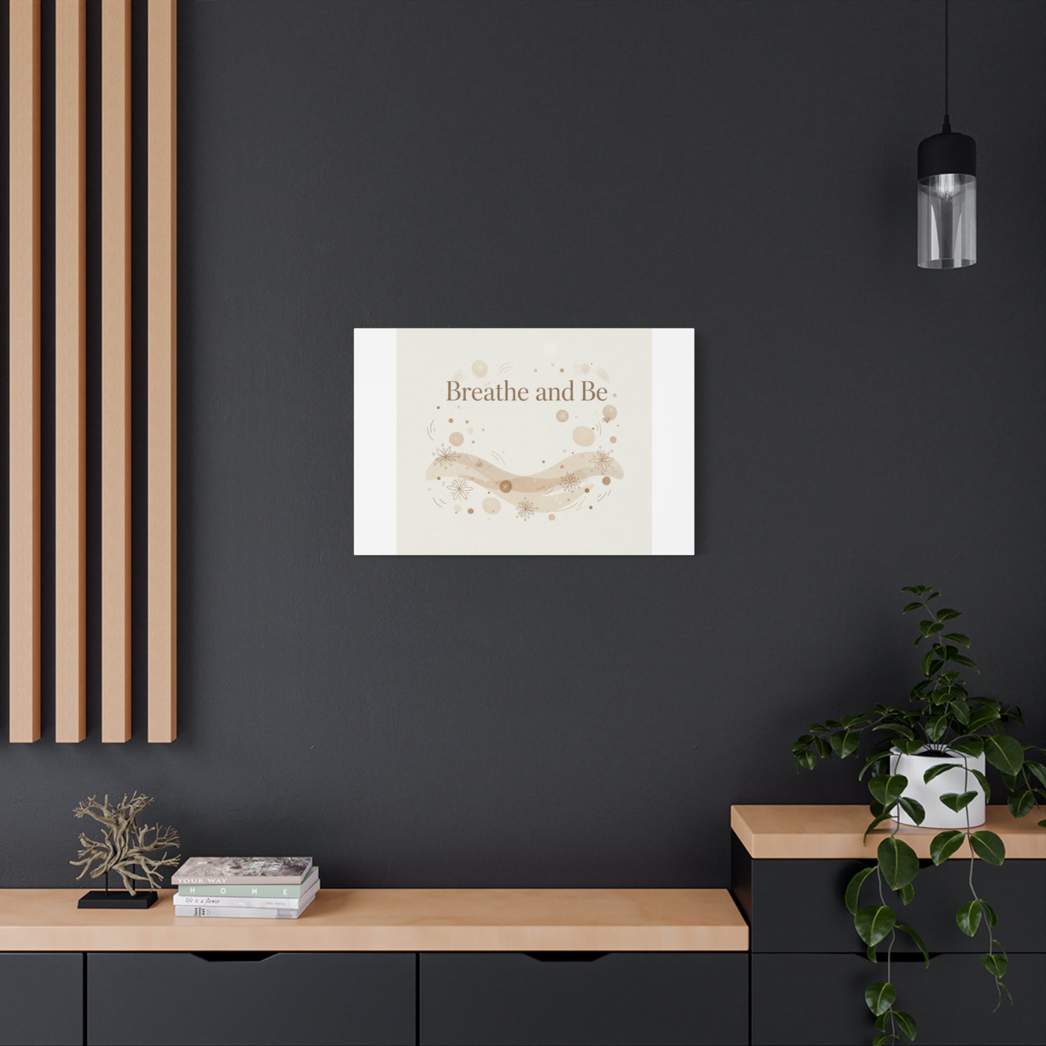Breathe and Be Canvas, Minimal Cozy Slow Life Wall Art | Neutral Micro-Print