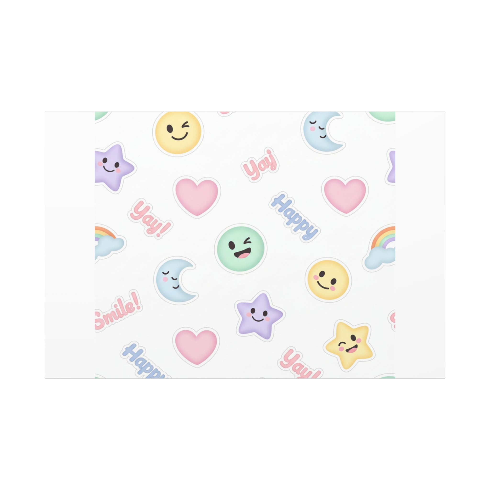 Hand-Drawn Emoticon Pattern Canvas | Cute Emoji Sticker Pastel Print