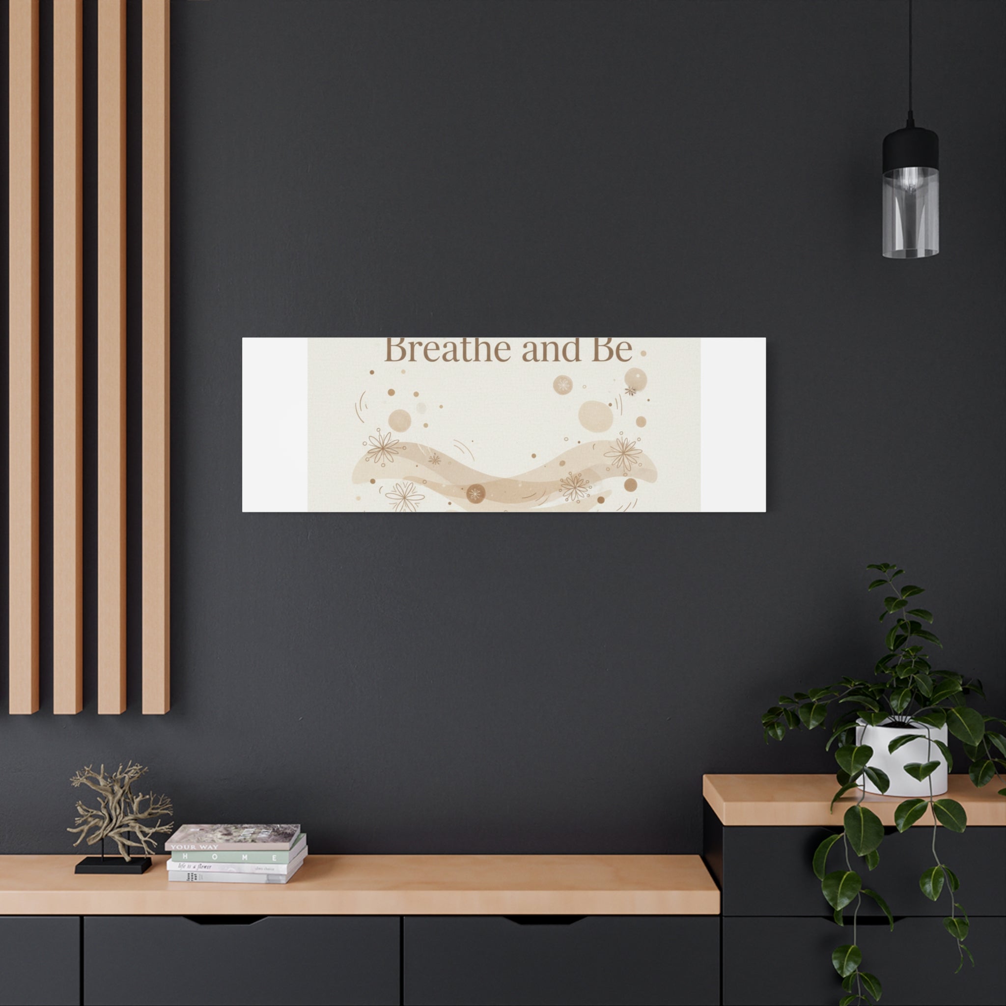 Breathe and Be Canvas, Minimal Cozy Slow Life Wall Art | Neutral Micro-Print