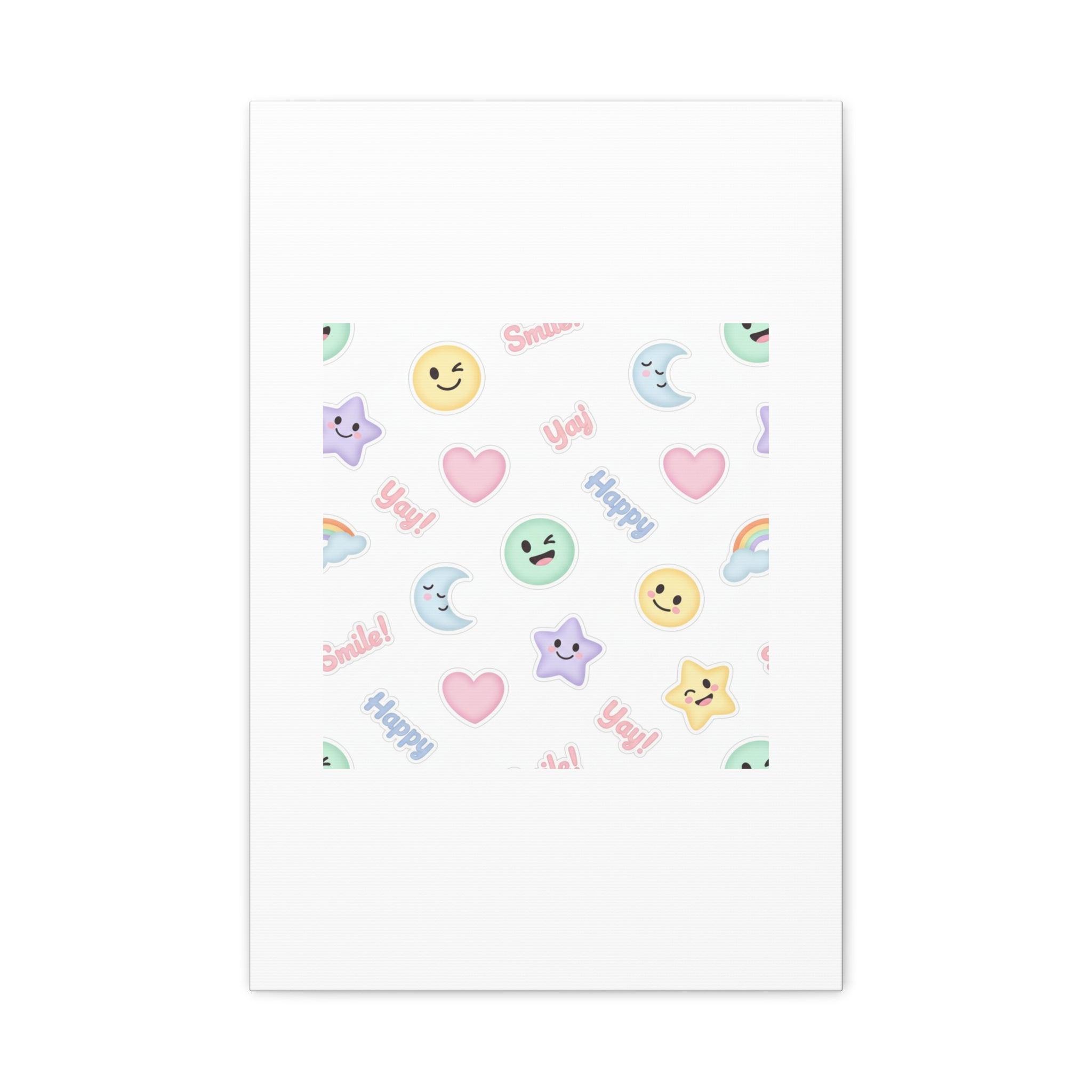 Hand-Drawn Emoticon Pattern Canvas | Cute Emoji Sticker Pastel Print