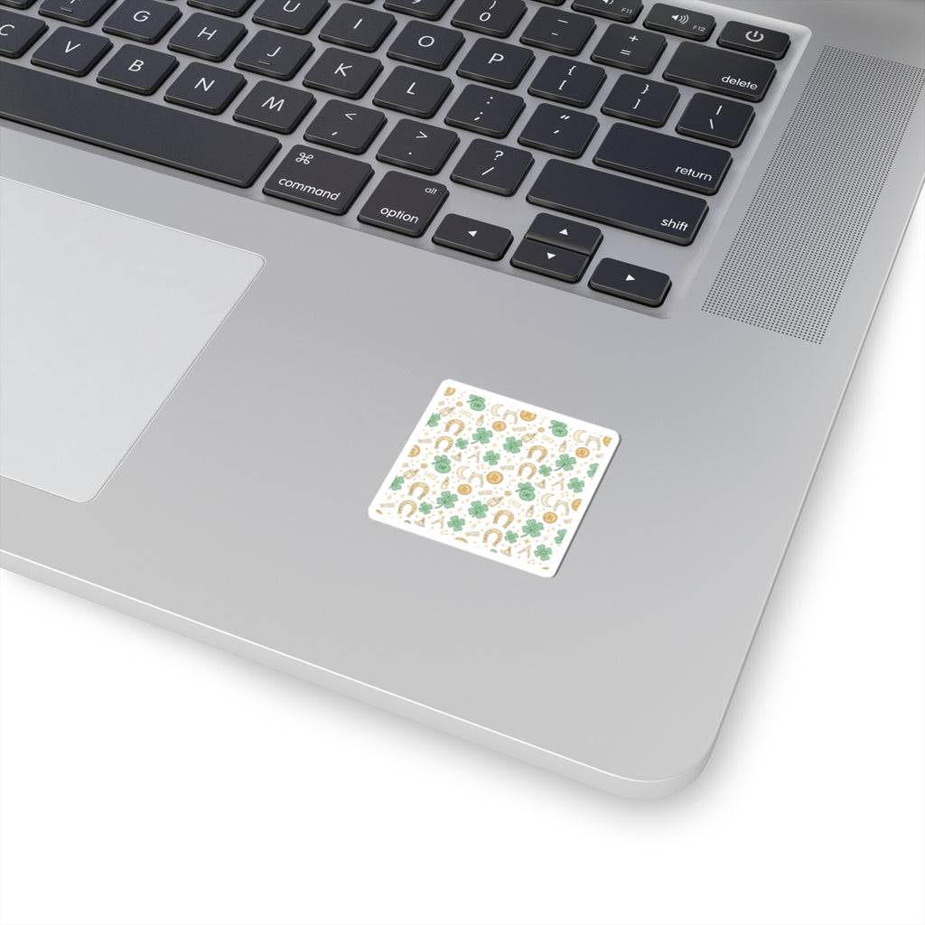 Lucky Charm Pattern Kiss-Cut Stickers | Mint Gold Good Luck Symbols