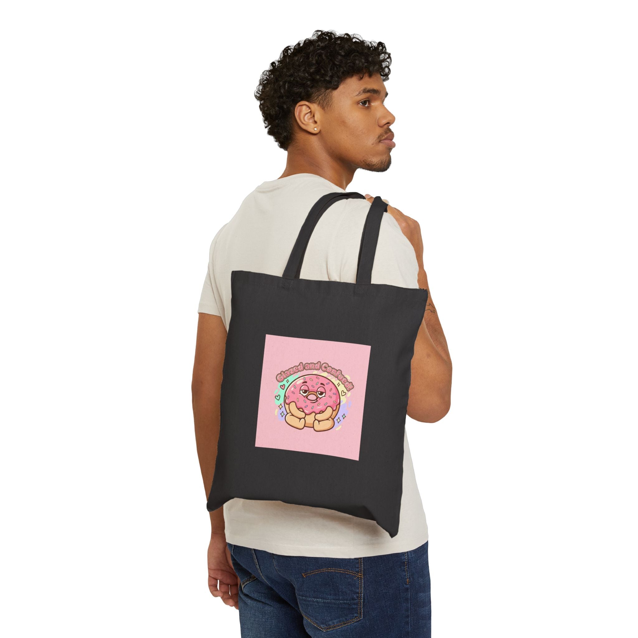 Cute Donut Cartoon Tote | Food Pun Snack Humor, Cozy Pastel Illustration