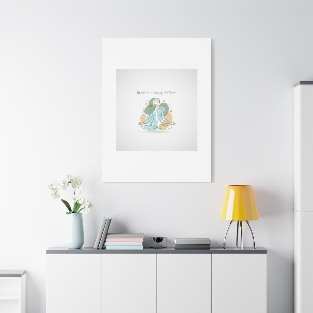 Breathe Unplug Reflect Canvas | Digital Detox, Mindfulness Wall Art