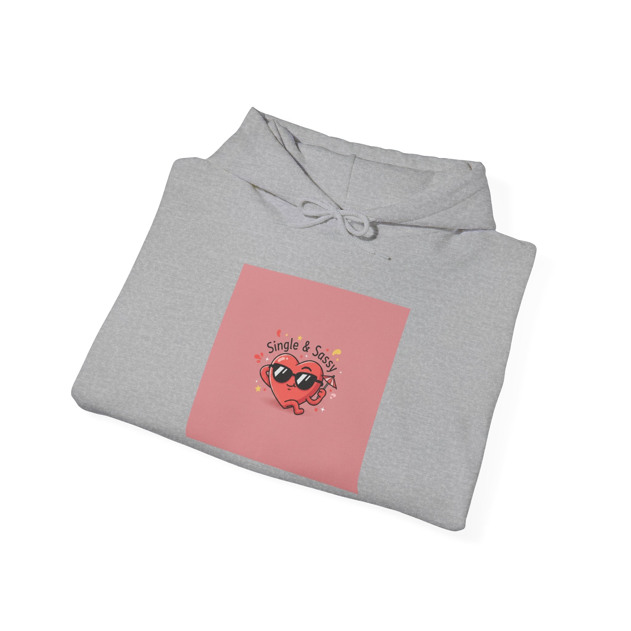 Cheeky Single Quip Hoodie, Anti Valentine, pastel heart motif | Playful Pessimism