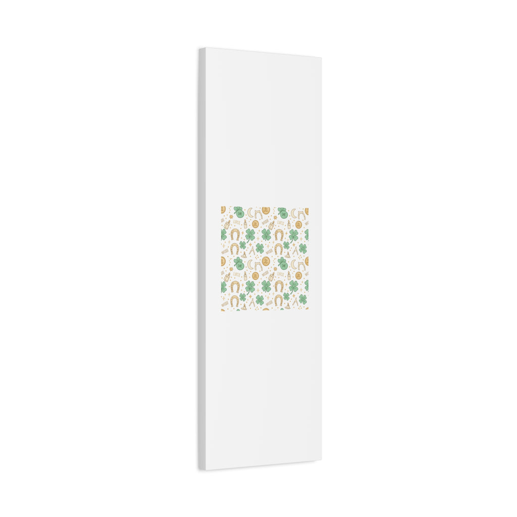 Lucky Charm Sticker Pattern Canvas, Mint Gold Talisman Print