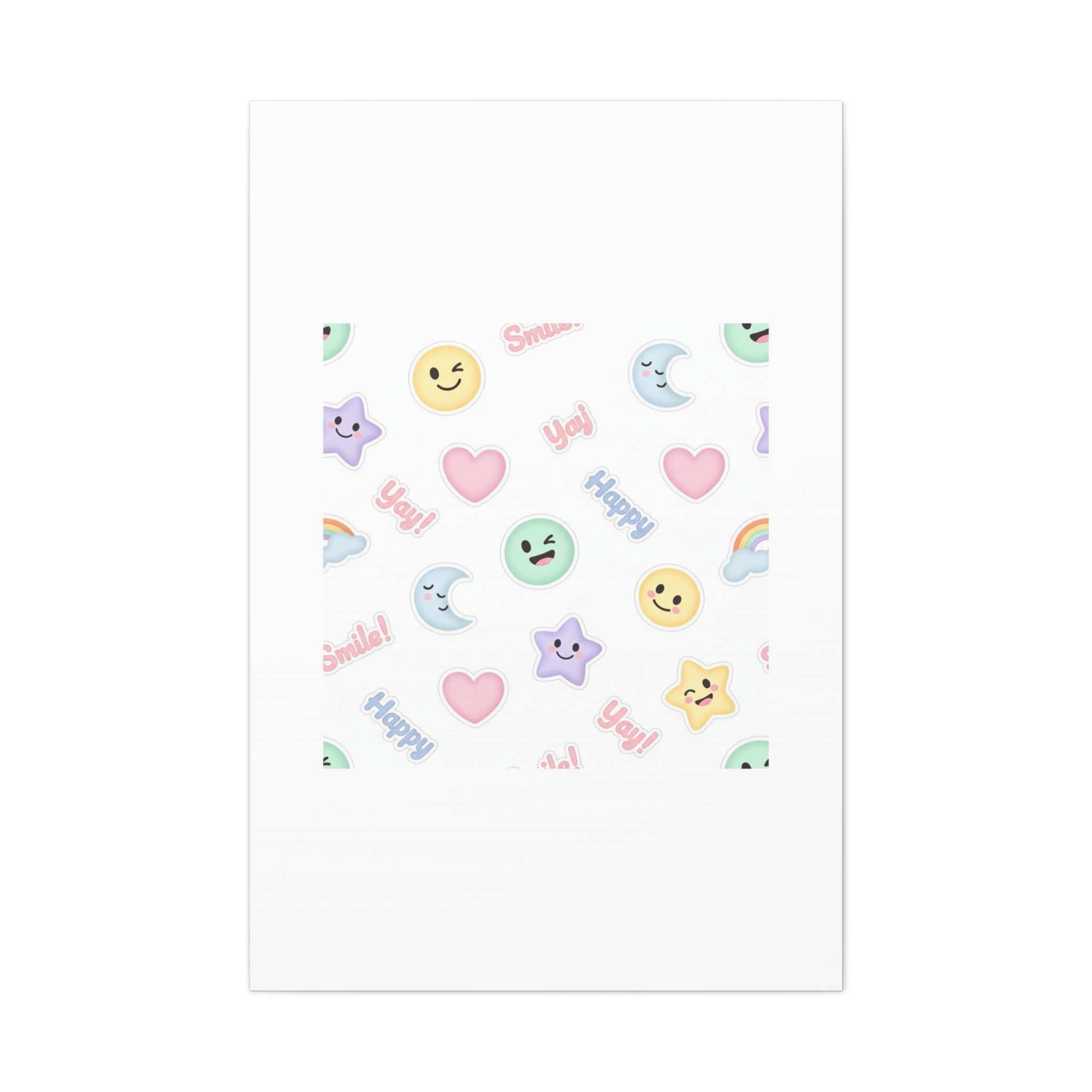 Hand-Drawn Emoticon Pattern Canvas | Cute Emoji Sticker Pastel Print