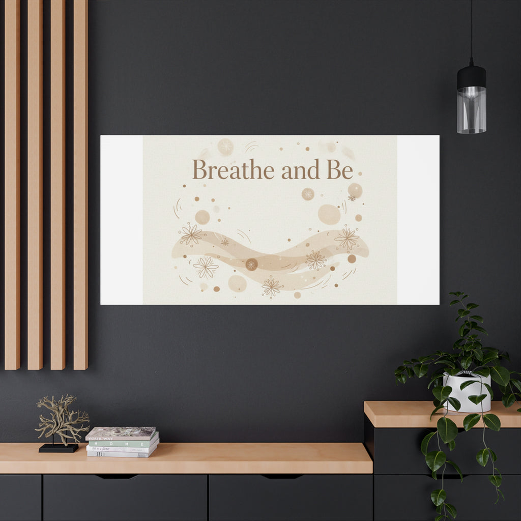 Breathe and Be Canvas, Minimal Cozy Slow Life Wall Art | Neutral Micro-Print