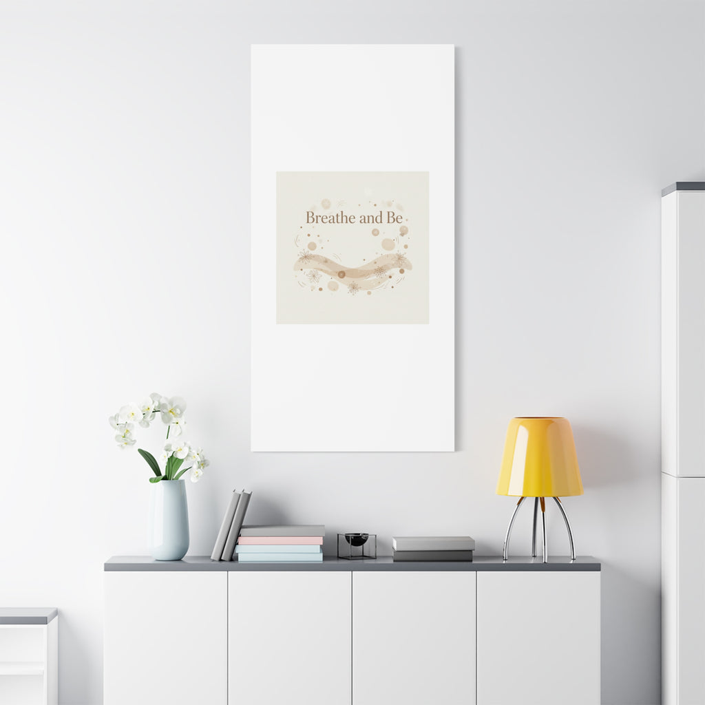 Breathe and Be Canvas, Minimal Cozy Slow Life Wall Art | Neutral Micro-Print