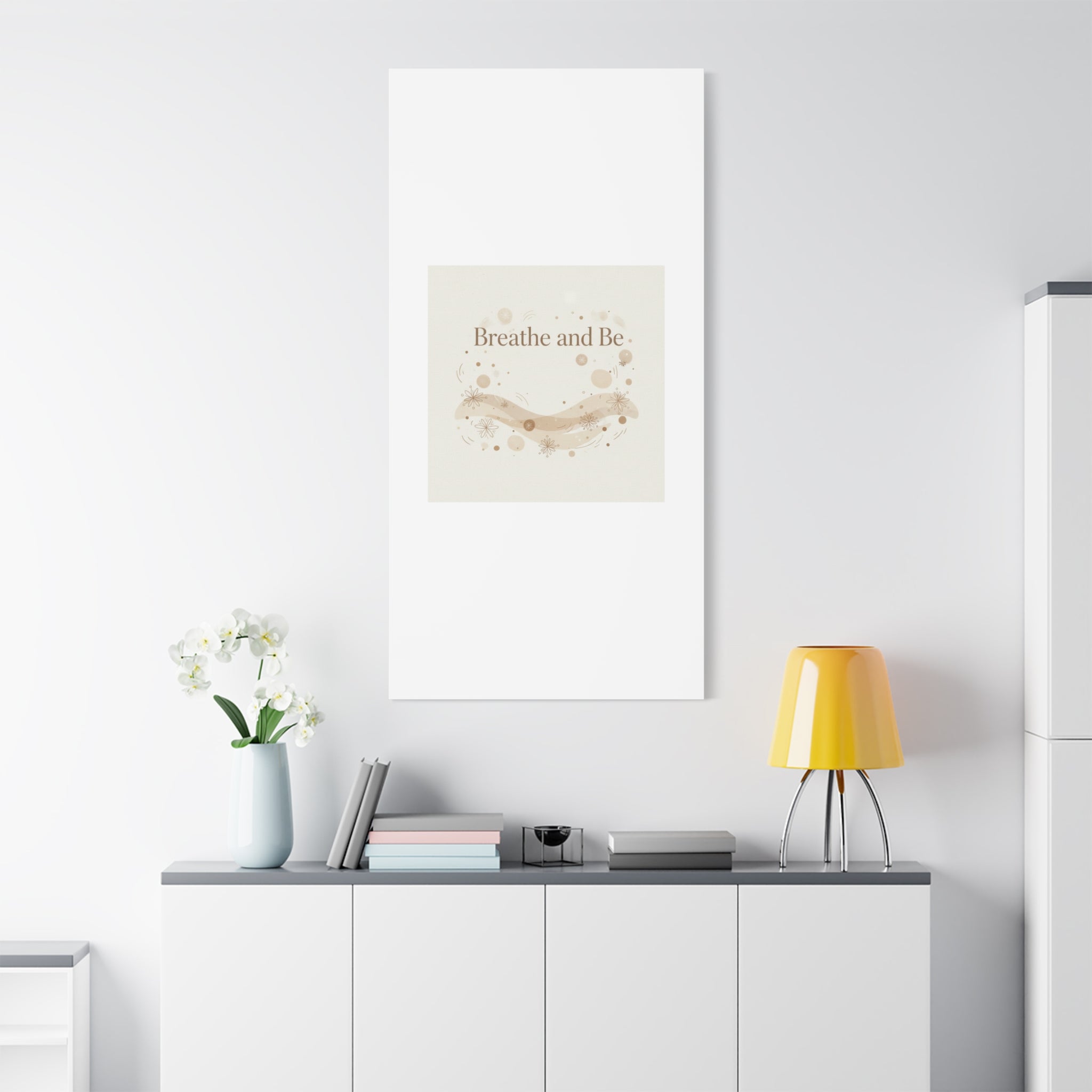 Breathe and Be Canvas, Minimal Cozy Slow Life Wall Art | Neutral Micro-Print