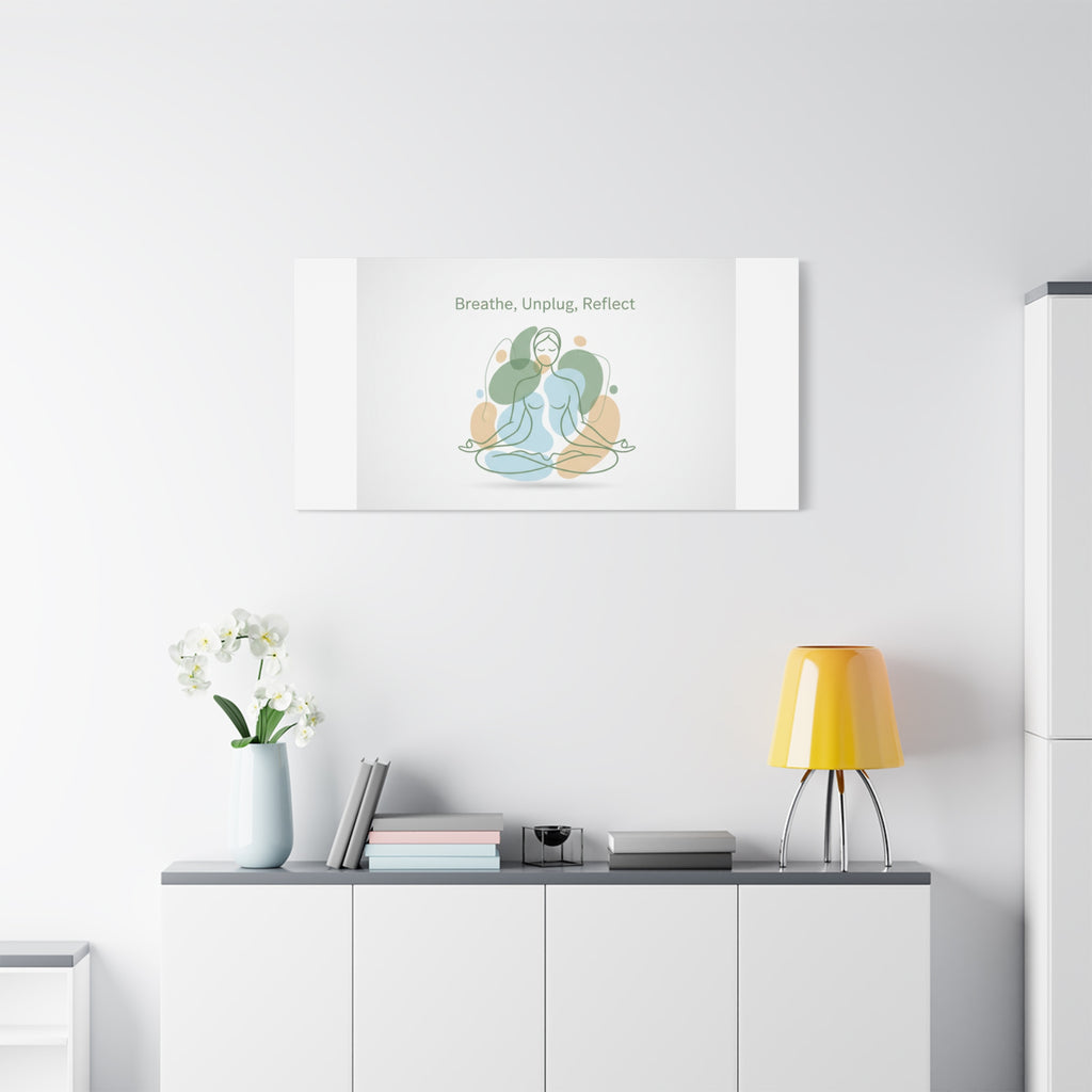 Breathe Unplug Reflect Canvas | Digital Detox, Mindfulness Wall Art