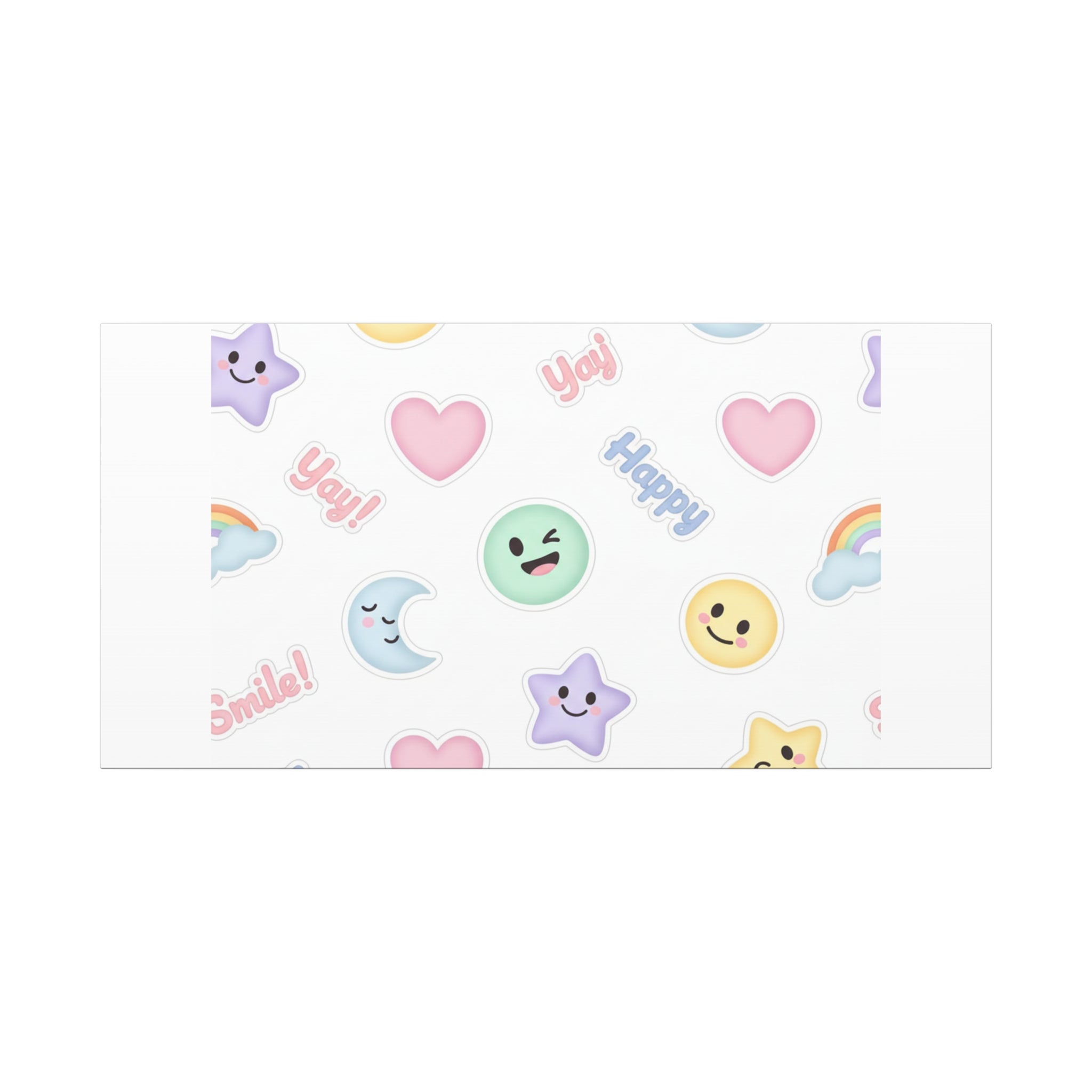 Hand-Drawn Emoticon Pattern Canvas | Cute Emoji Sticker Pastel Print
