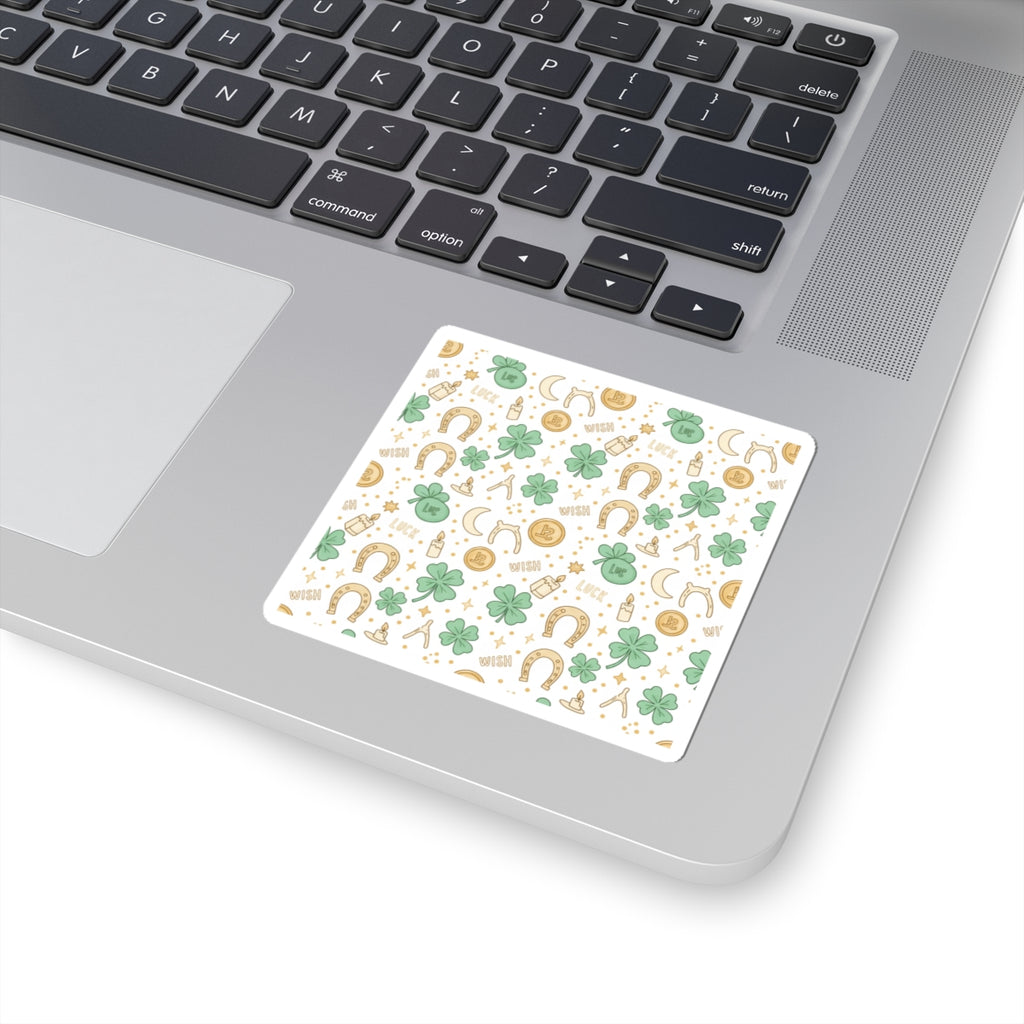 Lucky Charm Pattern Kiss-Cut Stickers | Mint Gold Good Luck Symbols