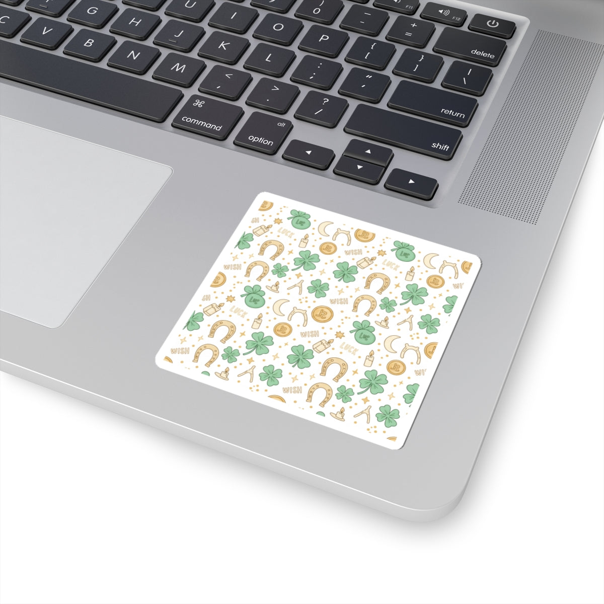 Lucky Charm Pattern Kiss-Cut Stickers | Mint Gold Good Luck Symbols