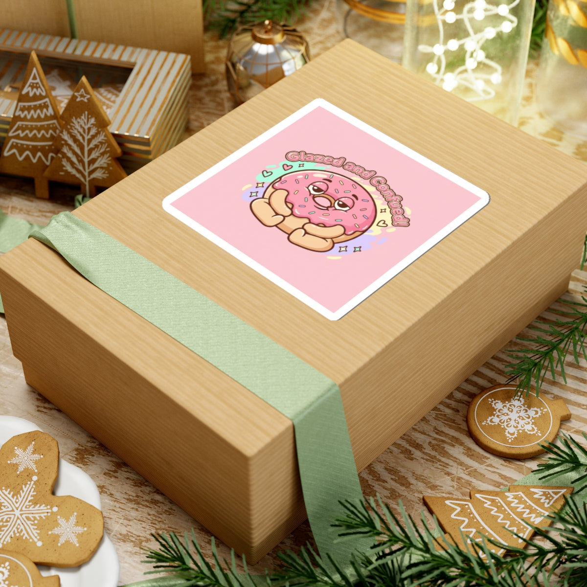 Glazed and Comforted Donut Sticker | Food Pun, Cute Snack Cartoon