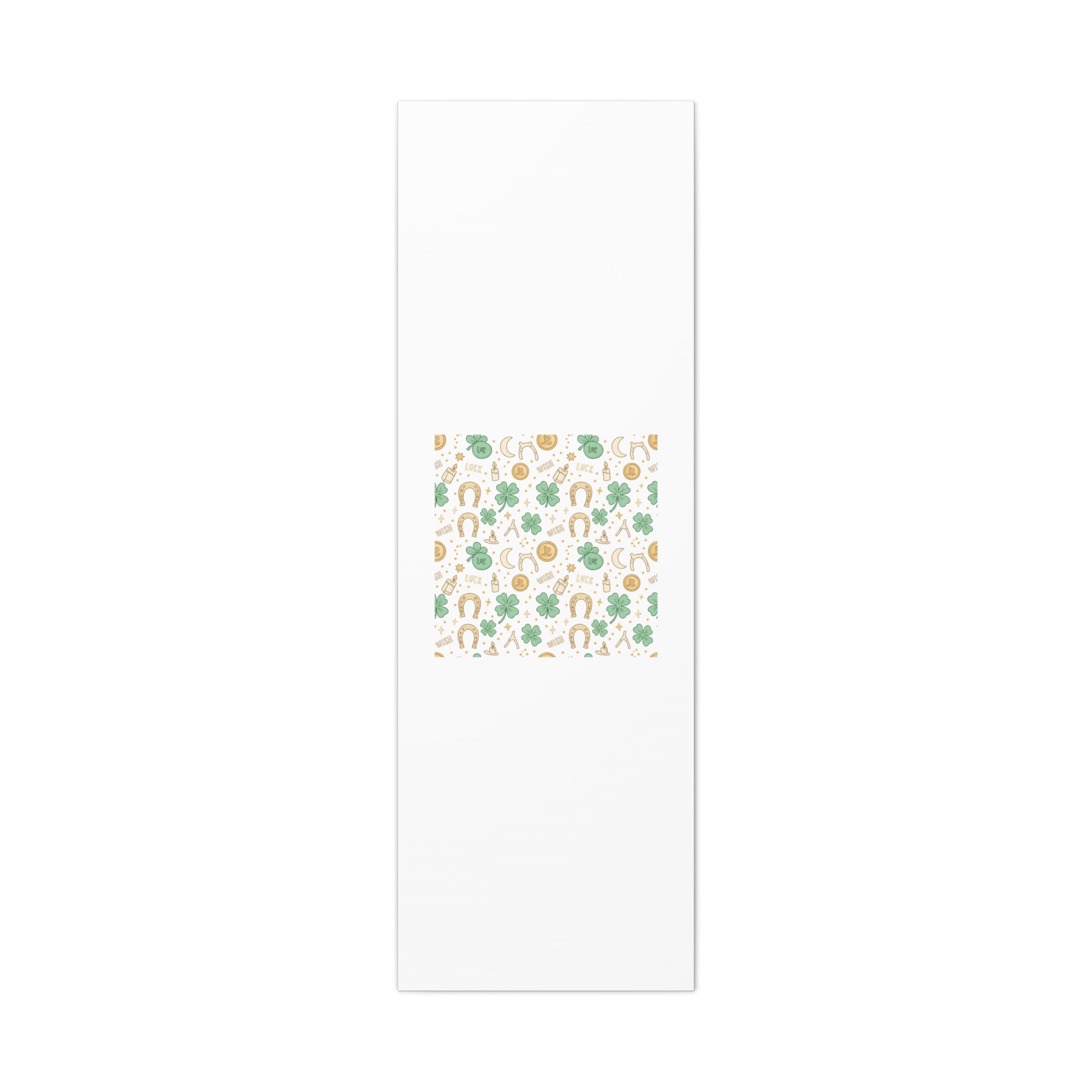Lucky Charm Sticker Pattern Canvas, Mint Gold Talisman Print