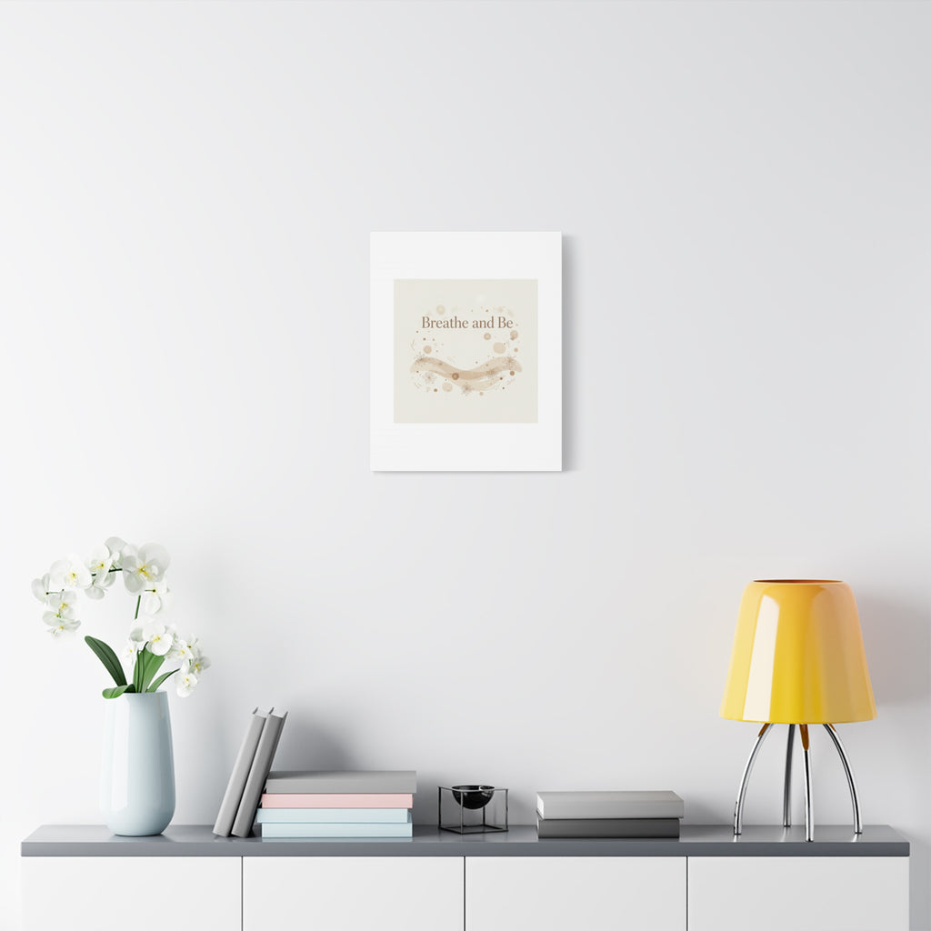 Breathe and Be Canvas, Minimal Cozy Slow Life Wall Art | Neutral Micro-Print